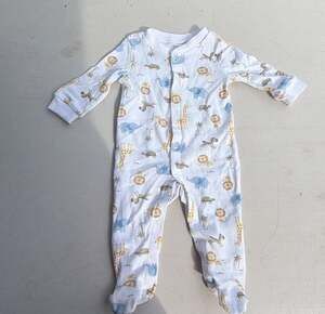 Generic Safari Jungle Animals Footed Romper Size 3-6m